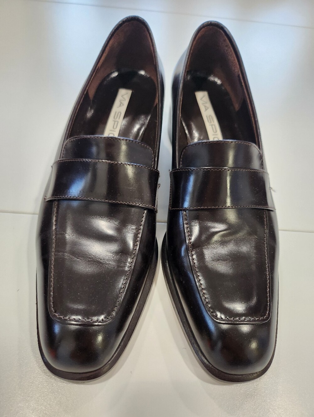 Via Spiga Black Patent Leather Penny Loafers Made in Italy Size 6.5B